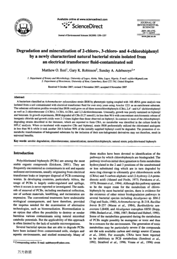 Degradation and mineralization of 2-chioro-, 3-chloro- and 4-chlorobiphenyl by a newly characterized