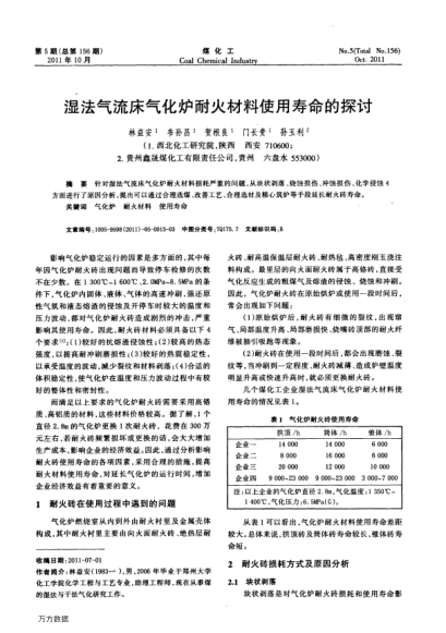 濕法氣流床氣化爐耐火材料使用壽命的探討