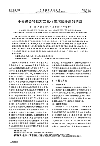 小麥光合特性對二氧化碳濃度升高的響應(yīng)
