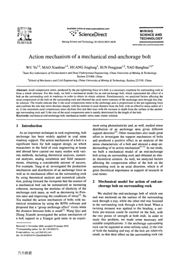 Action mechanism of a mechanical end-anchorage bolt