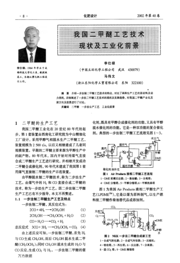 我國二甲醚工藝技術(shù)現(xiàn)狀及工業(yè)化前景