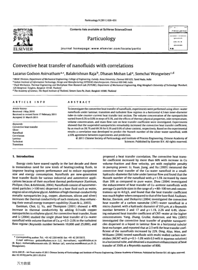 Convective heat transfer of nanofluids with correlations