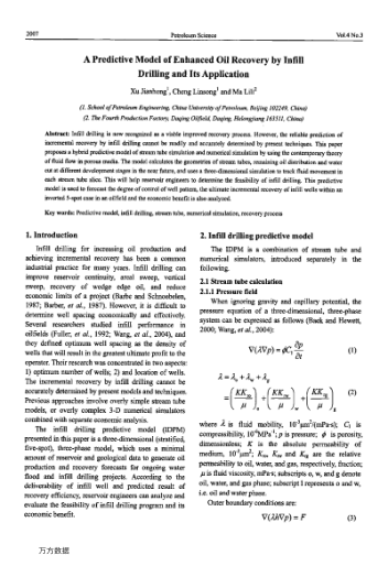 A Predictive Model of Enhanced Oil Recovery by Infill Drilling and Its Application