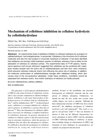 Mechanism of cellobiose inhibition in cellulose hydrolysis by cellobiohydrolase