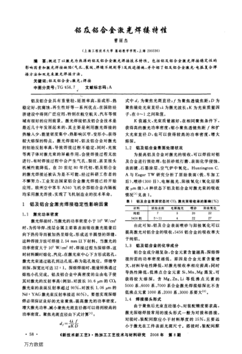 鋁及鋁合金激光焊接特性