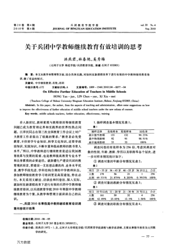 關(guān)于兵團(tuán)中學(xué)教師繼續(xù)教育有效培訓(xùn)的思考