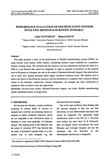 PERFORMANCE EVALUATION OF DISCRETE EVENT SYSTEMS INVOLVING HENSTOCK-KURZWEIL INTEGRAL