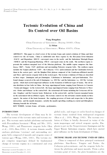 Tectonic Evolution of China and Its Control over Oil Basins