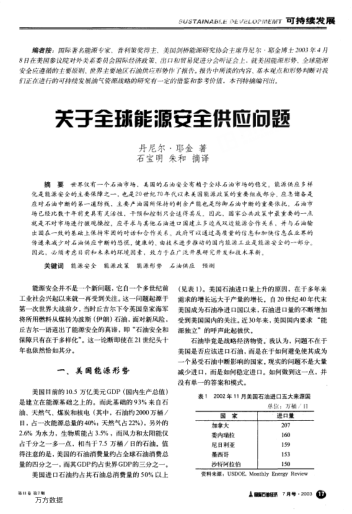 關(guān)于全球能源安全供應(yīng)問(wèn)題