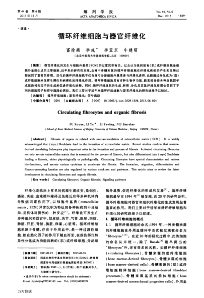循環(huán)纖維細(xì)胞與器官纖維化