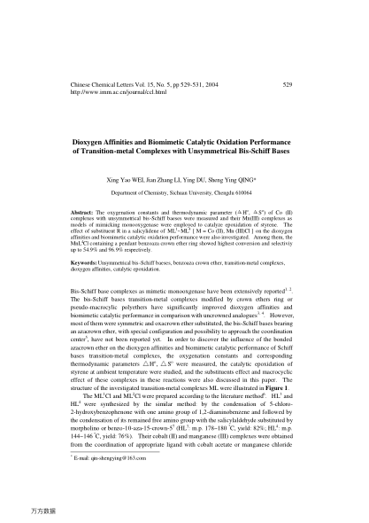 Dioxygen Affinities and Biomimetic Catalytic Oxidation Performance of Transition-metal Complexes wit