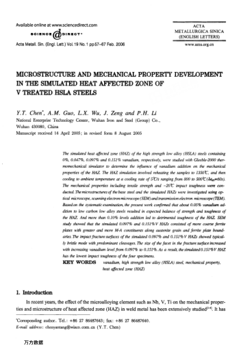 MICROSTRUCTURE AND MECHANICAL PROPERTY DEVELOPMENT IN THE SIMULATED HEAT AFFECTED ZONE OF V TREATED 