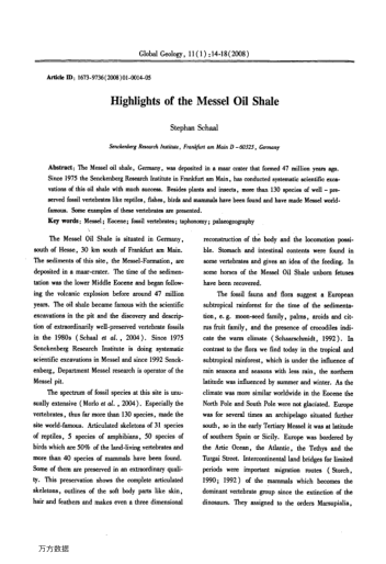 Highlights of the Messel Oil Shale