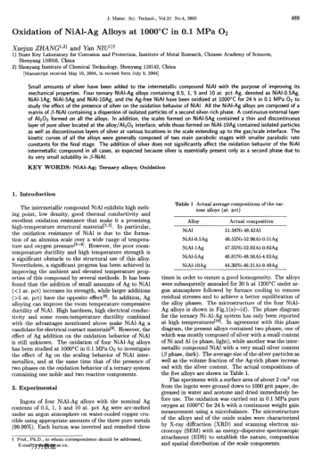 Oxidation of NiAl-Ag Alloys at 1000℃ in 0.1 MPa O2