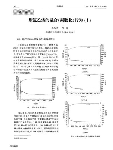 聚氯乙烯的融合（凝膠化）行為（Ⅰ）