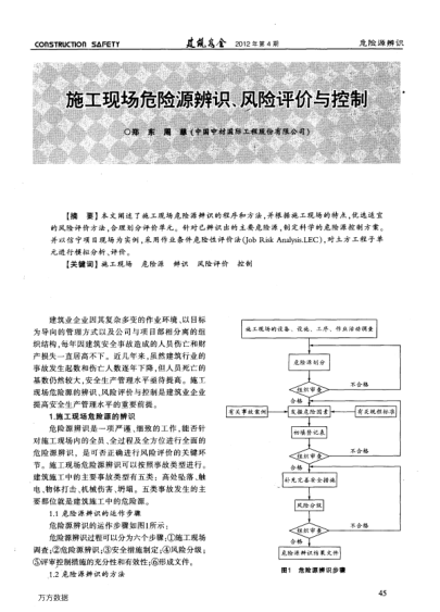 施工現(xiàn)場危險源辨識、風險評價與控制