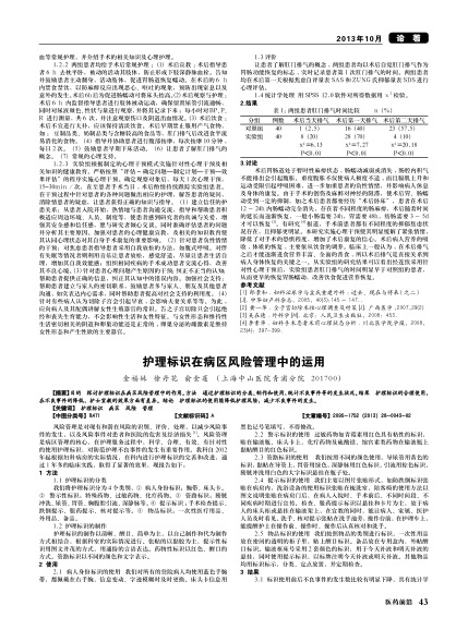 護(hù)理標(biāo)識(shí)在病區(qū)風(fēng)險(xiǎn)管理中的運(yùn)用