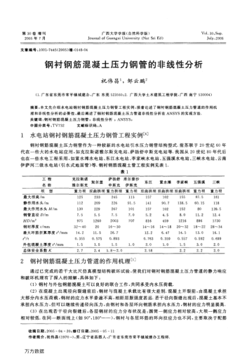 鋼襯鋼筋混凝土壓力鋼管的非線性分析