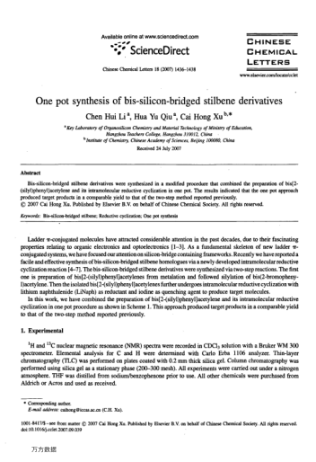 One pot synthesis of bis-silicon-bridged stilbene derivatives