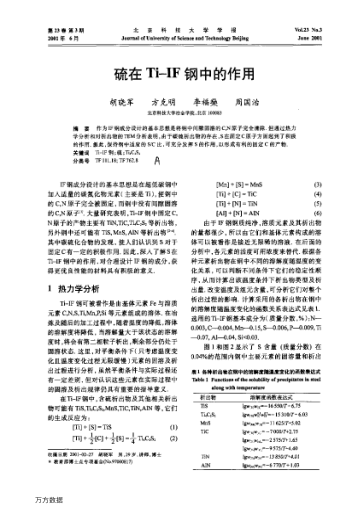 硫在Ti-IF鋼中的作用
