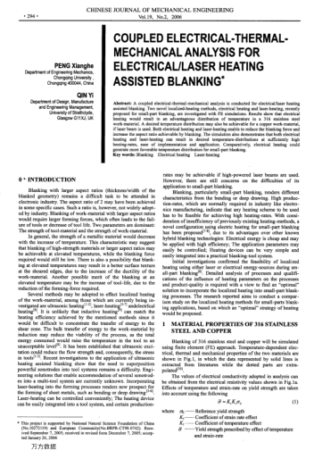 COUPLED ELECTRICAL-THERMAL MECHANICAL ANALYSIS FOR ELECTRICAL/LASER HEATING ASSISTED BLANKING