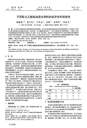 不同配比乙醇柴油混合燃料的經(jīng)濟(jì)性和排放性