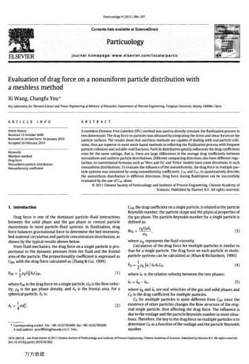 Evaluation of drag force on a nonuniform particle distribution with a meshless method