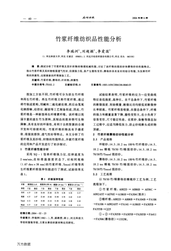 竹漿纖維紡織品性能分析