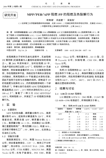 MPP/PER/APP阻燃PP的阻燃及熱裂解行為