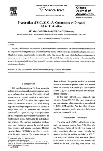 Preparation of SiCp/Al2O3-Al Composites by Directed Metal Oxidation