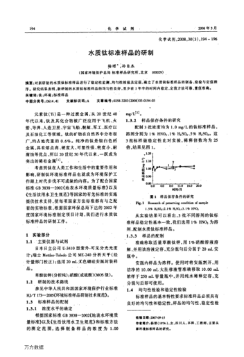水質(zhì)鈦標(biāo)準(zhǔn)樣品的研制