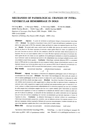 MECHANISM OF PATHOLOGICAL CHANGES OF INTRAVENTRICULAR HEMORRHAGE IN DOGS