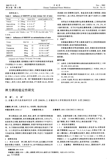 神力酒的穩(wěn)定性研究