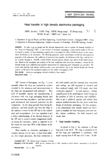Heat transfer in high density electronics packaging