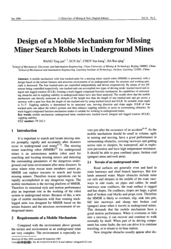 Design of a Mobile Mechanism for Missing Miner Search Robots in Underground Mines
