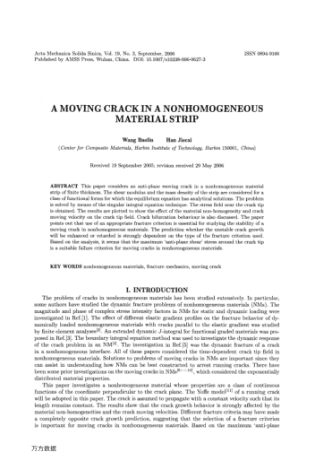 A MOVING CRACK IN A NONHOMOGENEOUS MATERIAL STRIP