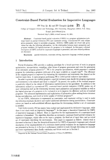 Constraint-Based Partial Evaluation for Imperative Languages