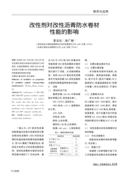 改性劑對(duì)改性瀝青防水卷材性能的影響