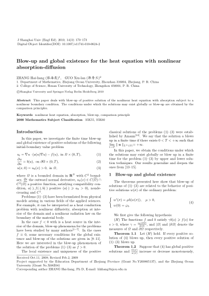 Blow-up and global existence for the heat equation with nonlinear absorption-diffusion