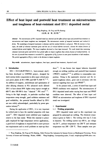 Effect of heat input and postweld heat treatment on microstructure and toughness of heat-resistant s