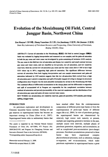 Evolution of the Moxizhuang Oil Field, Central Junggar Basin, Northwest China