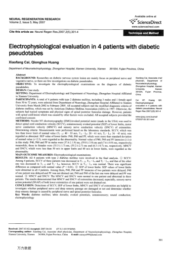 Electrophysiological evaluation in 4 patients with diabetic pseudotabes