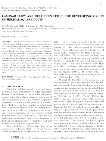 LAMINAR FLOW AND HEAT TRANSFER IN THE DEVELOPING REGION OF HELICAL SQUARE DUCTS