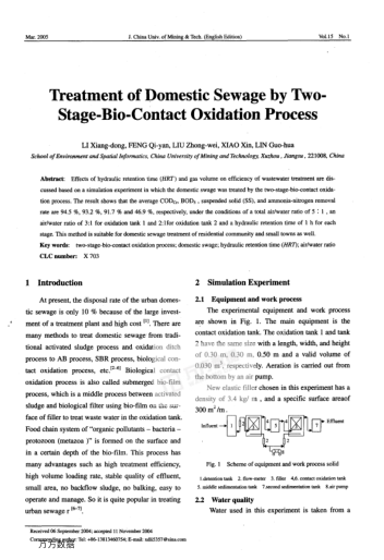 Treatment of Domestic Sewage by Two-Stage-Bio-Contact Oxidation Process