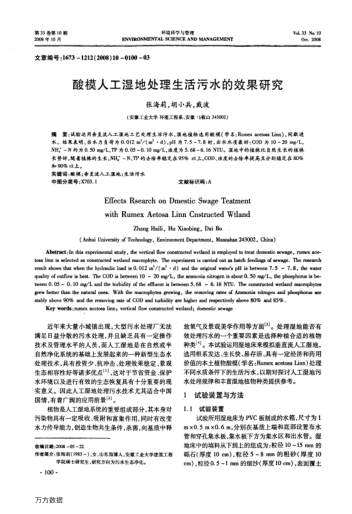 酸模人工濕地處理生活污水的效果研究