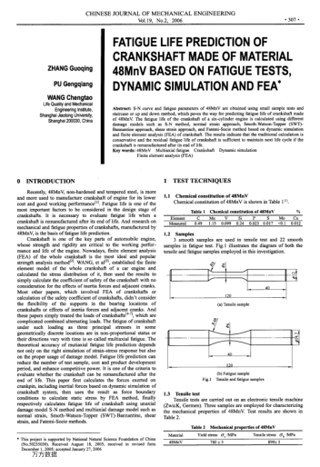 FATIGUE LIFE PREDICTION OF CRANKSHAFT MADE OF MATERIAL 48MnV BASED ON FATIGUE TESTS,DYNAMIC SIMULATI