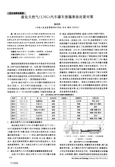 液化天然氣(LNG)汽車罐車泄漏事故處置對策