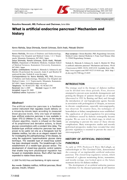 What is artificial endocrine pancreas? Mechanism and history