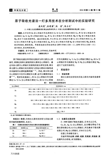 原子吸收光譜法一燈多用技術(shù)在分析測試中的實驗研究