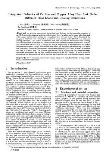 Integrated Behavior of Carbon and Copper Alloy Heat Sink Under Different Heat Loads and Cooling Cond